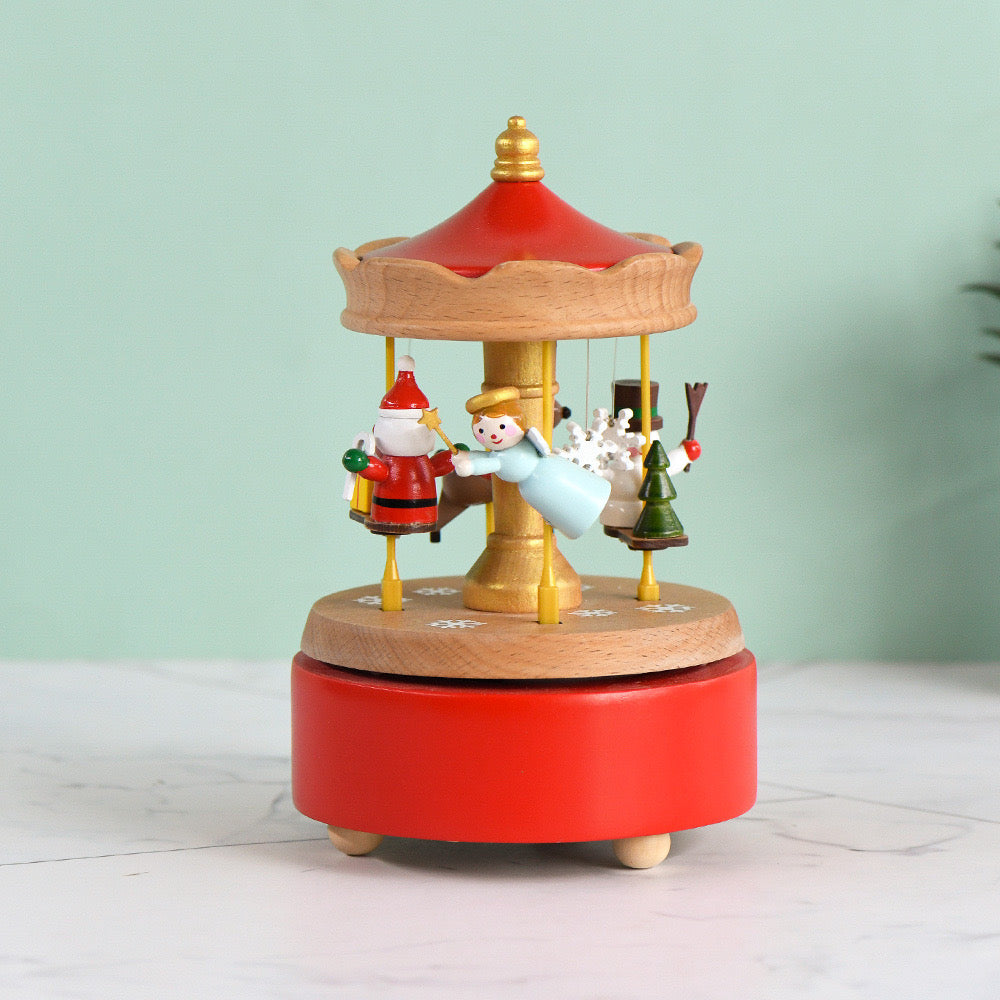 Débutant--Boîte à Musique en Bois Décoration Flocon de Neige de Noël Cerf