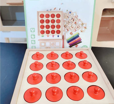 Juego de memoria de madera grande con tarjetas de calcar a juego