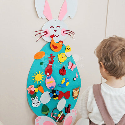 Fidtoy Felt Bunny Wall Activity Toy for Kids 1+ Easter Decor