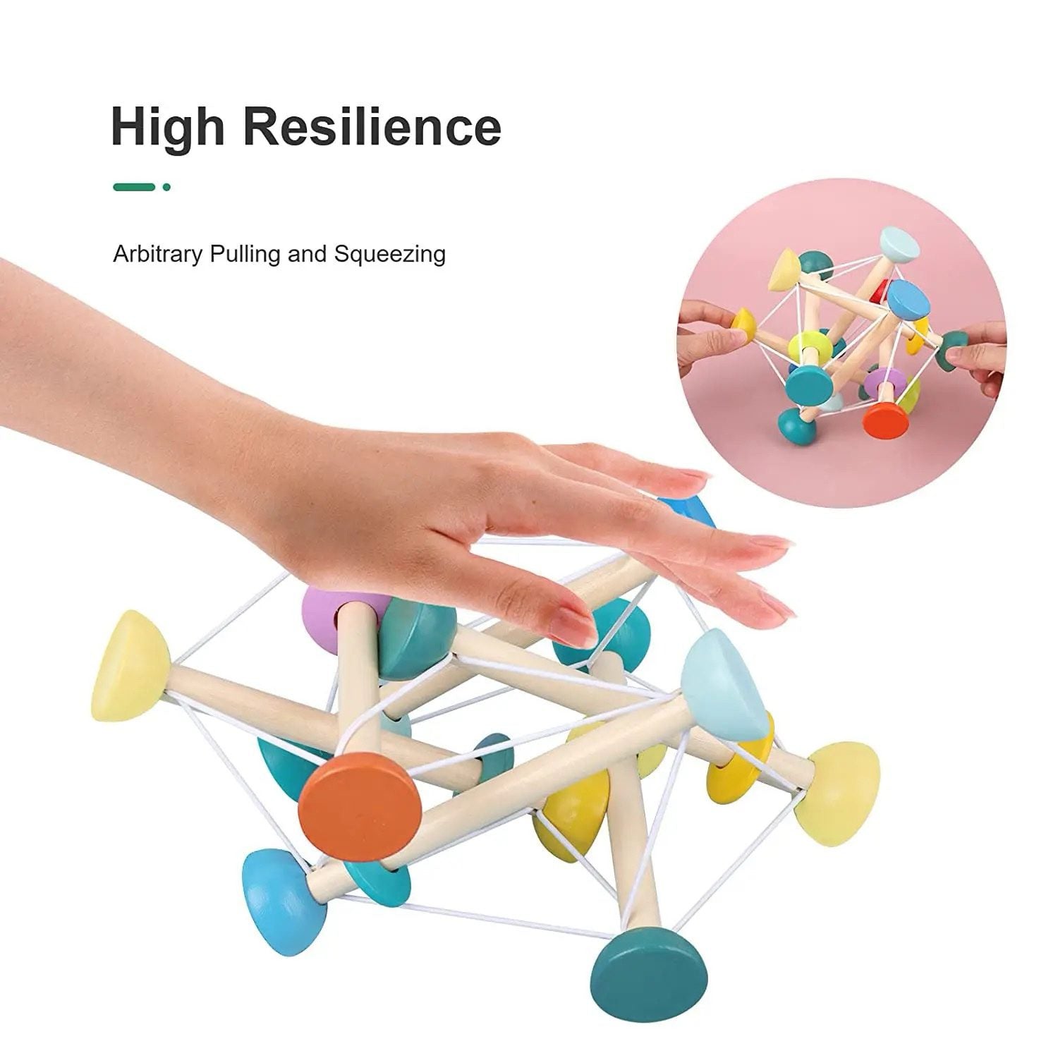 Hochet Skwish pour bébés | Jouet sensoriel | Jouet à exploration libre | Jouet de préhension pour bébés de 3 mois et plus