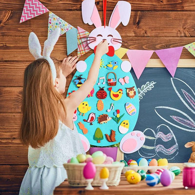 Fidtoy Felt Bunny Wall Activity Toy for Kids 1+ Easter Decor