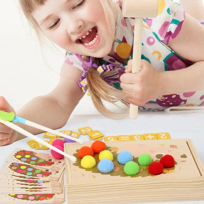 Hedgehog Pom Pom Sorting and Math Activity – Fine Motor, Counting, Pounding and Color Matching Toy