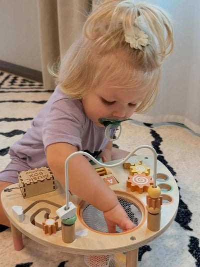 Table d'activités en bois Fidtoy pour tout-petits 8-en-1, jouet d'apprentissage Montessori, table de jeu multi-activités