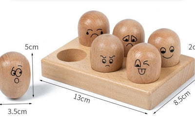 Huevo de madera con emoticonos - Juguetes de exploración