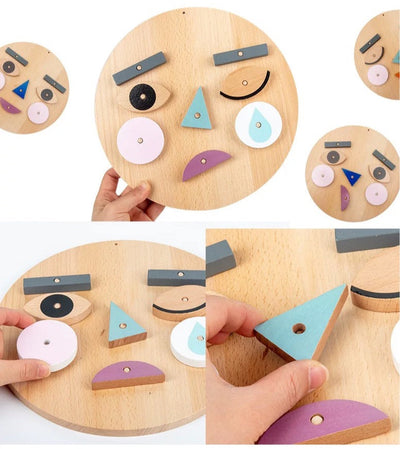 Juego de Emoticonos de Madera - Bloques de Emoticonos Juguetes de logopedia