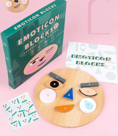 Juego de Emoticonos de Madera - Bloques de Emoticonos Juguetes de logopedia