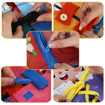 Wooden Busy Book for Toddlers – Dressing Skills Learning Toy