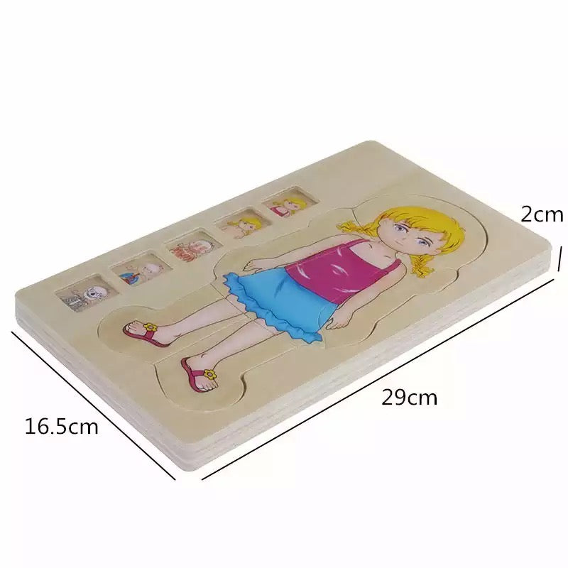 Onshine Puzzle anatomique 3D en bois - Jouets de motricité fine