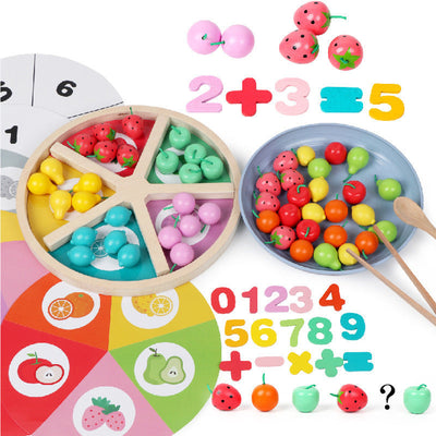Juego de matemáticas de clasificación de frutas de madera - Juguetes de matemáticas