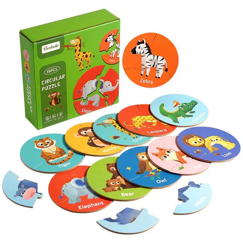 Dieren Match™ – Tourne & Découvre – Puzzle en 3 pièces