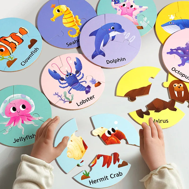Dieren Match™ – Tourne & Découvre – Puzzle en 3 pièces