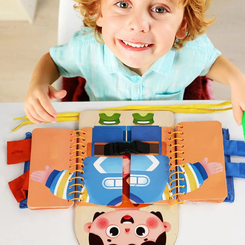 Wooden Busy Book for Toddlers – Dressing Skills Learning Toy