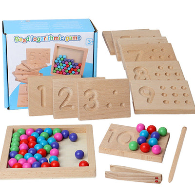 Jeu de perles en bois avec chiffres - Jouets de mathématiques en bois
