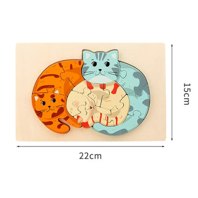 Animal Puzzle™ – Découvrez et Apprenez – Puzzle en Bois Cartoon
