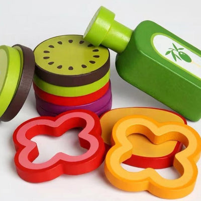 Juego de ensalada de frutas y verduras de madera - Juguetes de juego libre