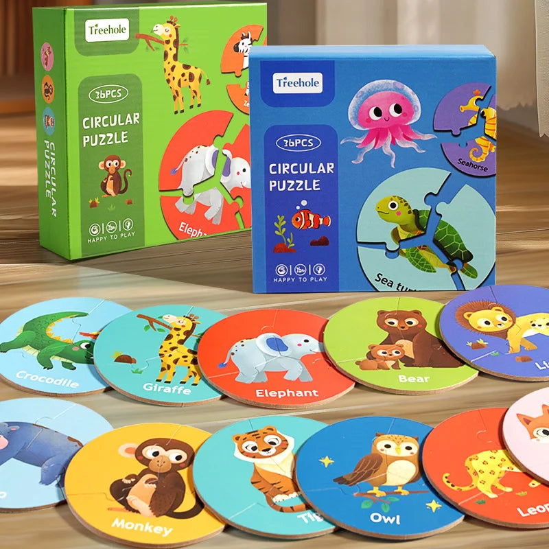 Dieren Match™ – Tourne & Découvre – Puzzle en 3 pièces