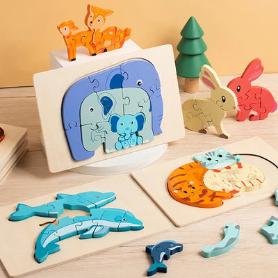Animal Puzzle™ – Découvrez et Apprenez – Puzzle en Bois Cartoon