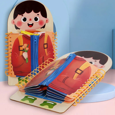 Wooden Busy Book for Toddlers – Dressing Skills Learning Toy