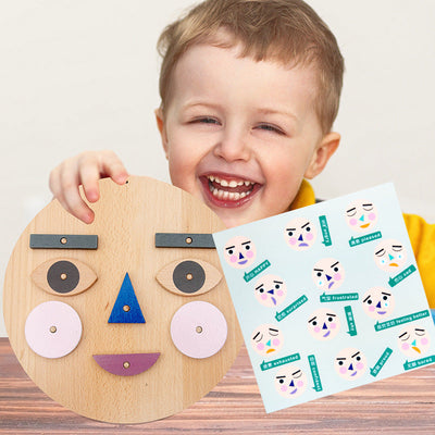 Juego de Emoticonos de Madera - Bloques de Emoticonos Juguetes de logopedia