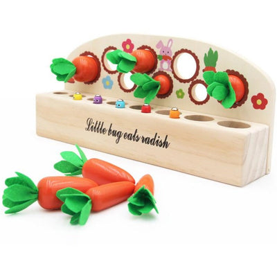 Zanahorias de madera y juego de pesca magnético - Juguetes para desarrollar la motricidad fina