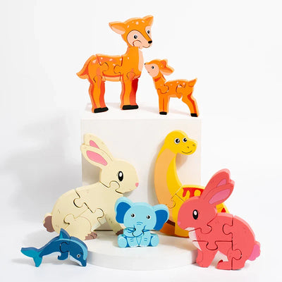 Animal Puzzle™ – Découvrez et Apprenez – Puzzle en Bois Cartoon