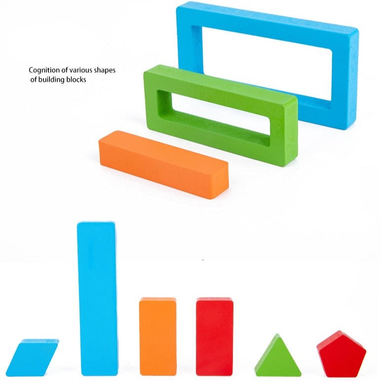 Blocs de construction en bois "Arc-en-ciel" avec cartes – Les mathématiques par le jeu imaginatif
