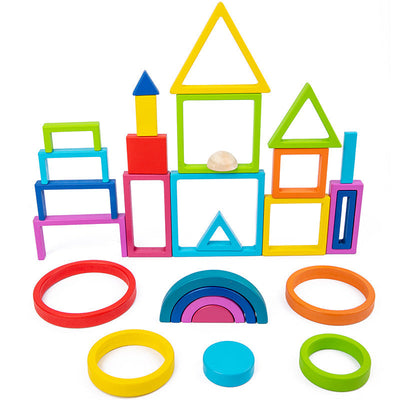 Jeu de construction en bois Arc-en-ciel - Jouets en bois à construction libre
