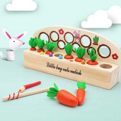 Zanahorias de madera y juego de pesca magnético - Juguetes para desarrollar la motricidad fina