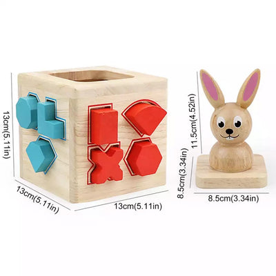 Caja de madera con forma de conejo - Juguetes de motricidad fina