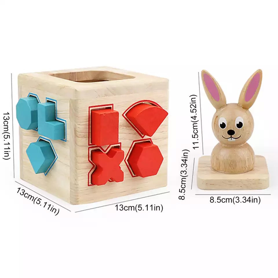 Caja de madera con forma de conejo - Juguetes de motricidad fina