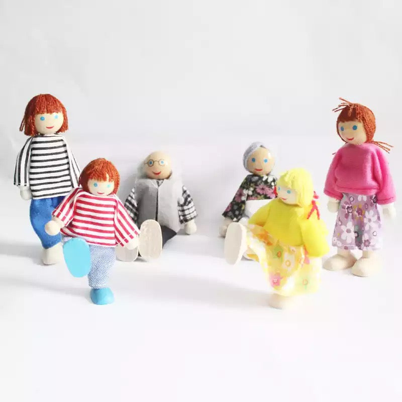 Wooden Role-Play Doll Family-  Open ended wooden toys