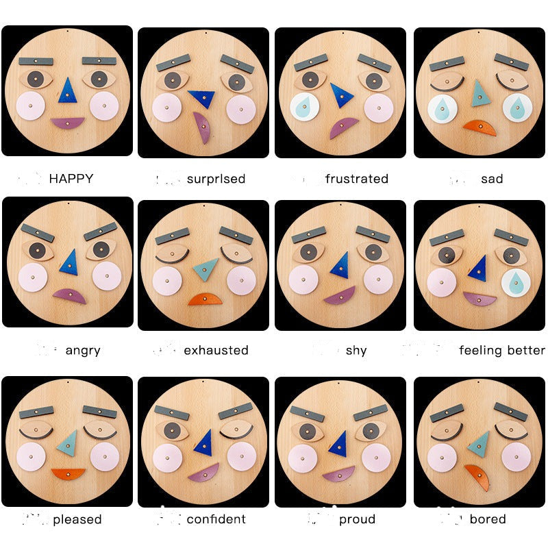 Juego de Emoticonos de Madera - Bloques de Emoticonos Juguetes de logopedia