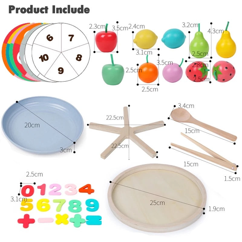 Juego de matemáticas de clasificación de frutas de madera - Juguetes de matemáticas