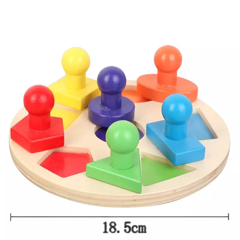 Wooden Geometric Shape Puzzle- Fine motor skills toys