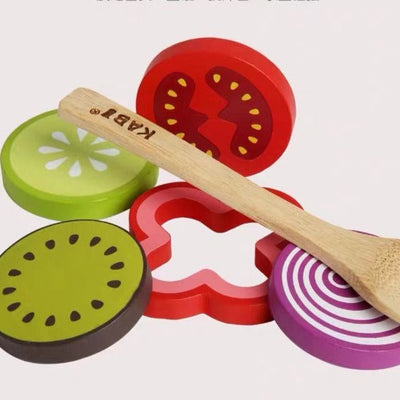Juego de ensalada de frutas y verduras de madera - Juguetes de juego libre