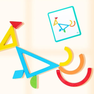 Blocs de construction en bois "Arc-en-ciel" avec cartes – Les mathématiques par le jeu imaginatif