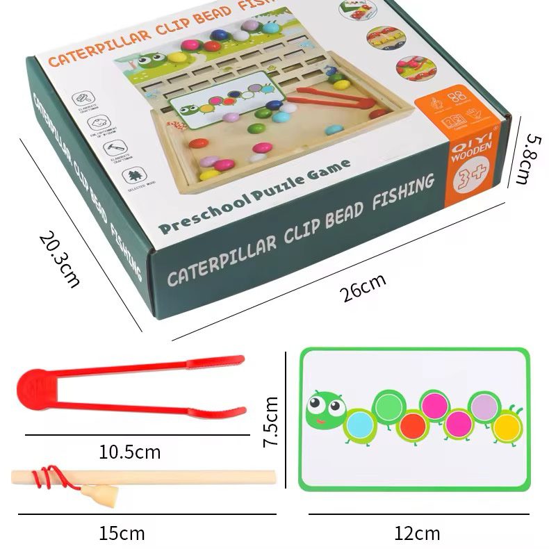 Jeu de pêche magnétique des lettres de l'alphabet et Jeu de tri des perles sur chenille – Activité d'inspiration Montessori pour la reconnaissance des lettres, le tri et la motricité fine