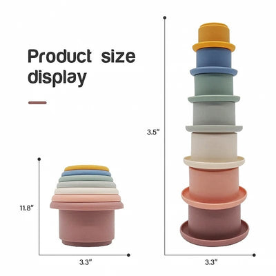 Fidtoy Gobelets empilables en silicone Jouet sensoriel Montessori pour bébés