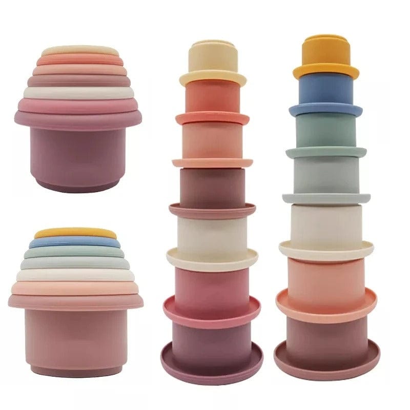 Fidtoy Gobelets empilables en silicone Jouet sensoriel Montessori pour bébés