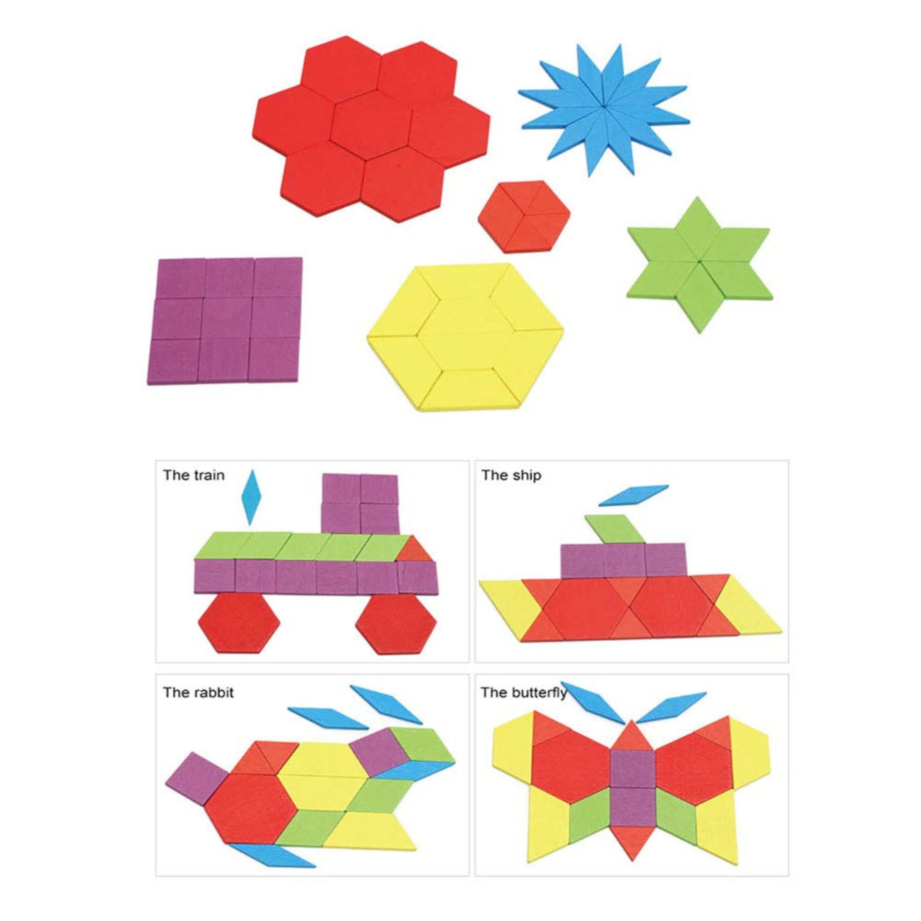 Blocs de motifs en bois Montessori