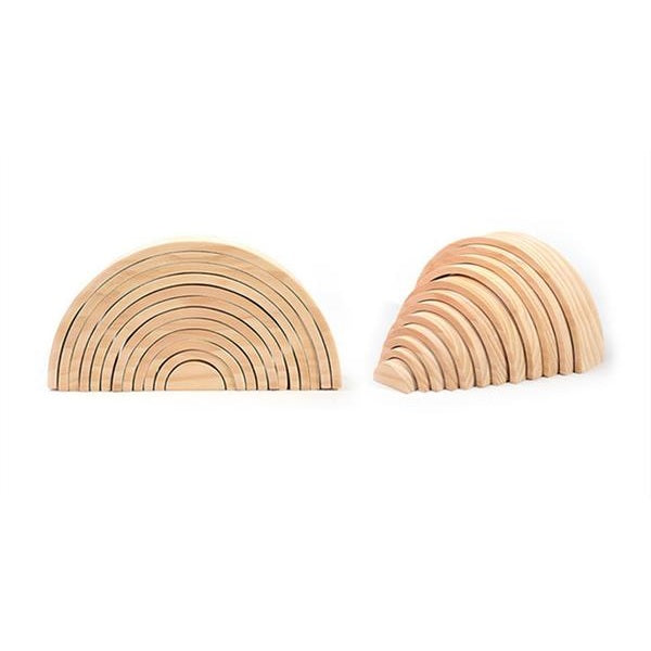 Fidtoy Jouet à empiler en bois naturel, semi-circulaire et ouvert