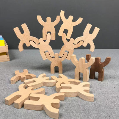 Juego de equilibrio de madera "Personas" apilables - Juguetes para la motricidad fina