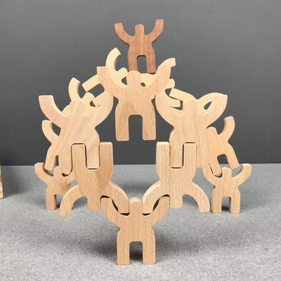 Juego de equilibrio de madera "Personas" apilables - Juguetes para la motricidad fina