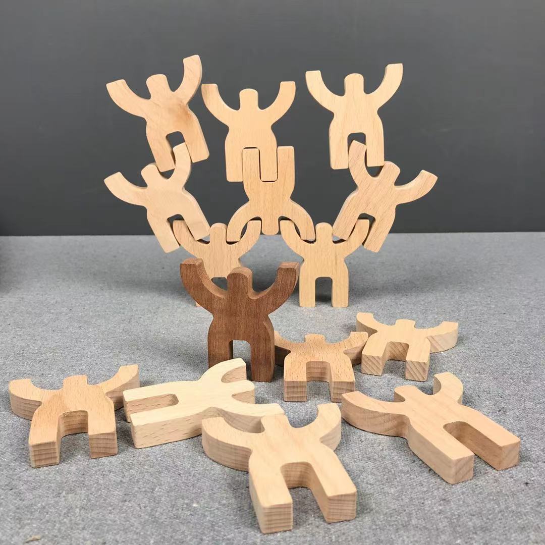 Juego de equilibrio de madera "Personas" apilables - Juguetes para la motricidad fina