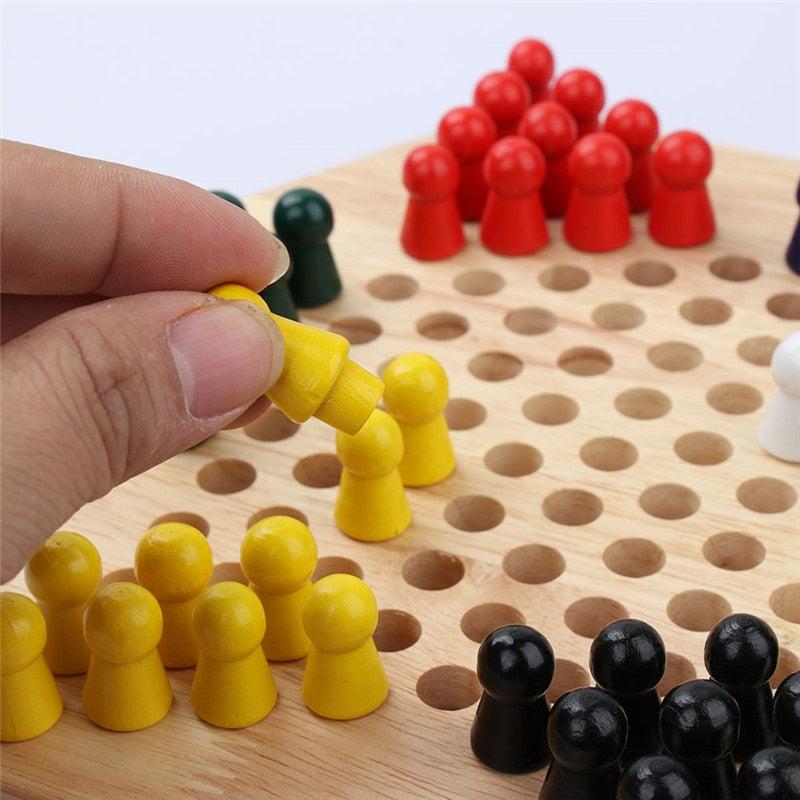 Fidtoy Jeu de Dames Chinoises en Bois, Jeu de Société Stratégique