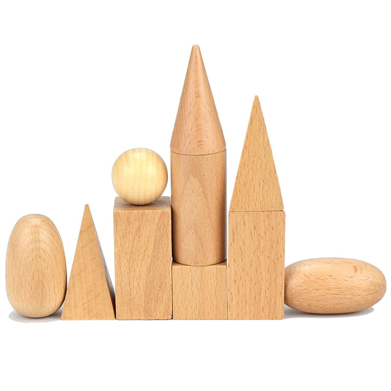 Fidtoy Solides Géométriques en Bois Matériel Montessori