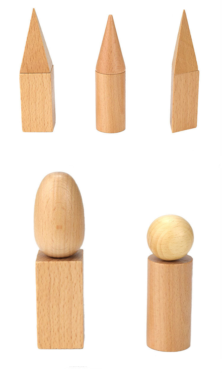 Fidtoy Solides Géométriques en Bois Matériel Montessori