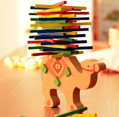 Fidtoy Tour d'équilibre en bois Chameau et Éléphant