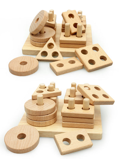 Fidtoy Stacking & Shape Sorter Wooden Learning Toy