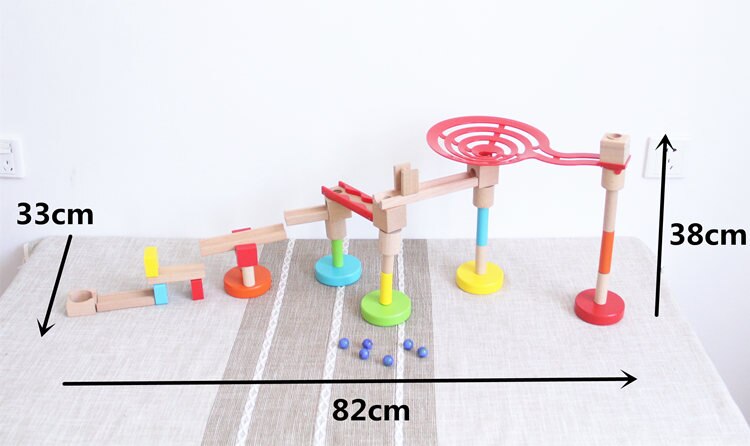 Fidtoy Jouet de construction STEM en bois avec circuit à billes pour enfants de 3 ans et plus